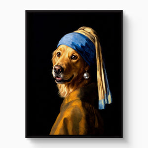 Retriever With Pearl — retriever with pearl white studio framed black