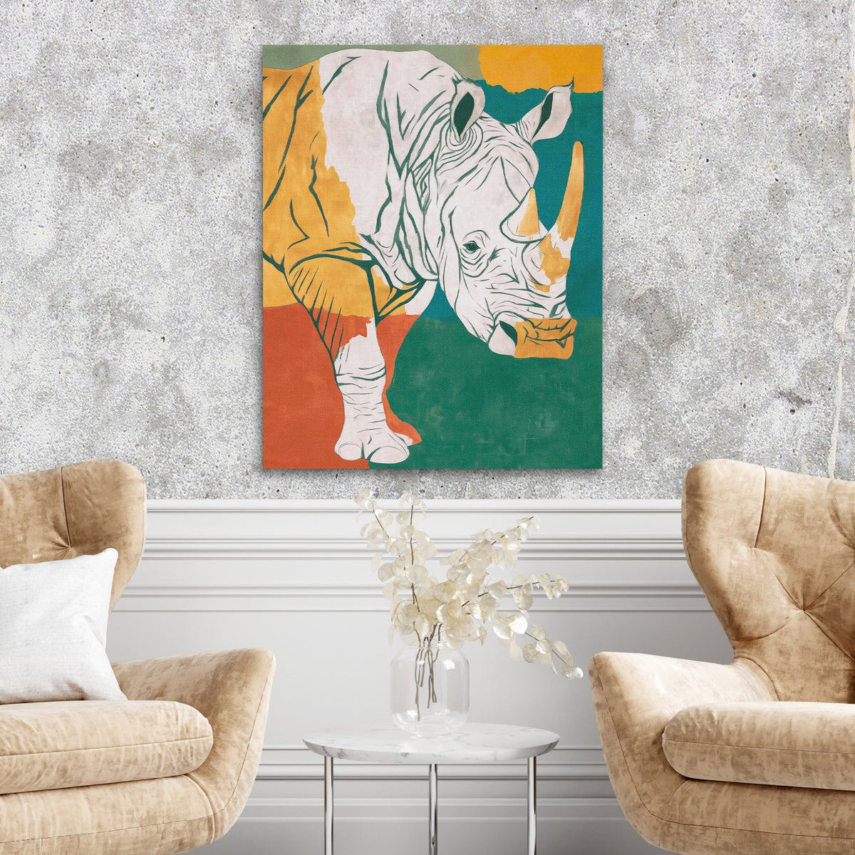 Rhino Color Field — Rhino Color Field Two Chairs Cement Wall 262