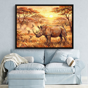Rhino Savannah Sunset — rhino savannah sunset sq blue pastel couch 1land framed black
