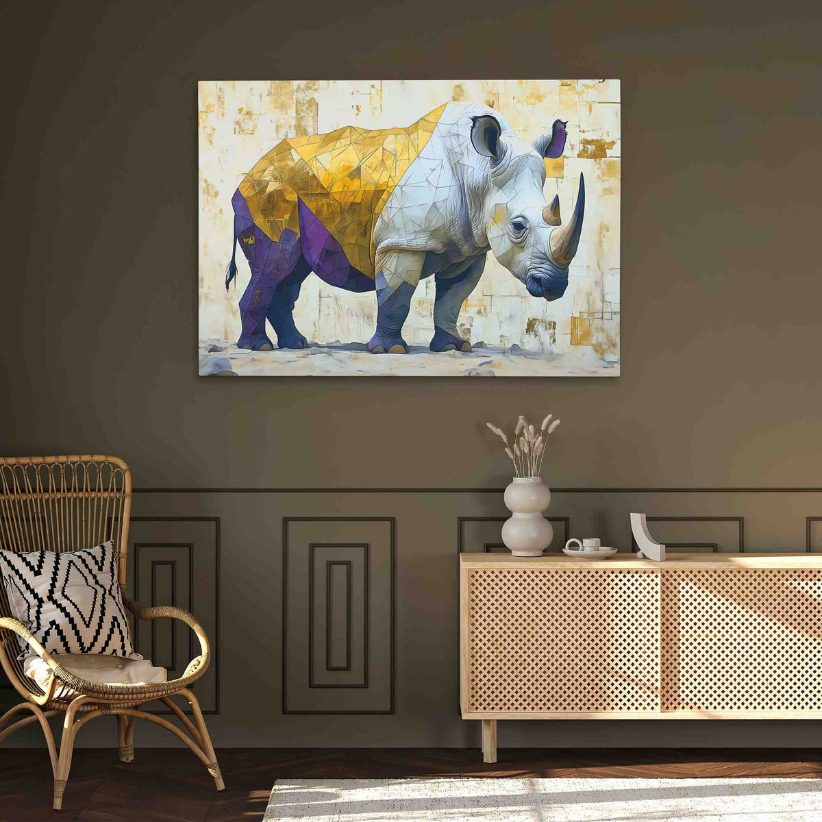 Rhino Standing - Large Canvas Print