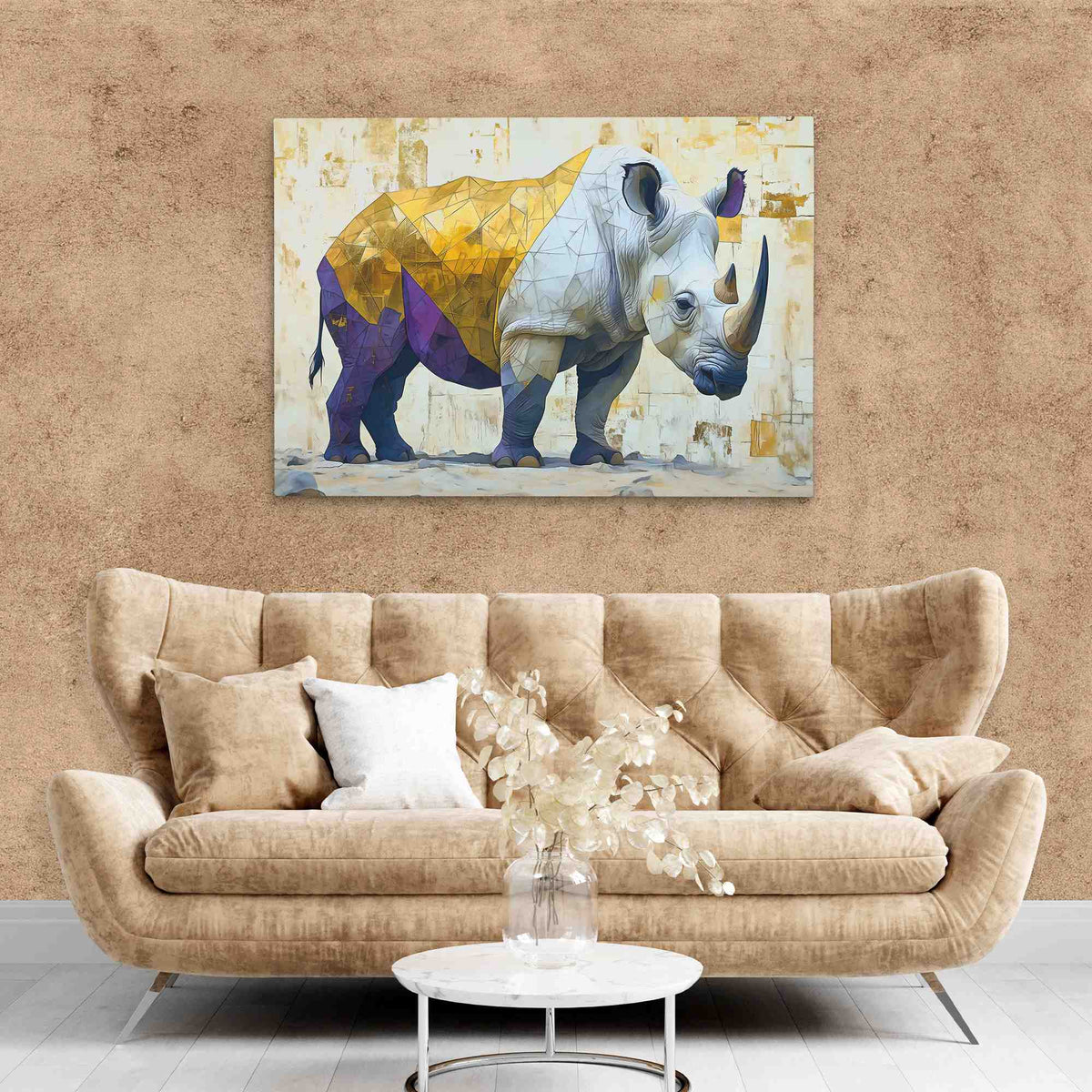 Rhino Standing - Wall Art in Black Frame