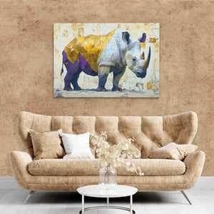 Rhino Standing - Wall Art in Black Frame