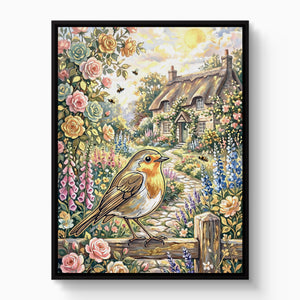 Robin Garden Cottage — robin garden cottage white studio framed black