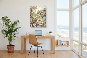Robin Garden Cottage — robin garden cottage office space with desk chair 1port flush print