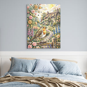 Robin Garden Cottage — robin garden cottage sq blue bedroom 1port flush print