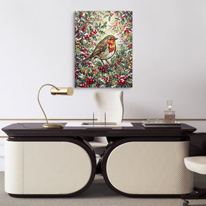 Robin Winter Berries — robin winter berries sq luxury office desk 1port flush print