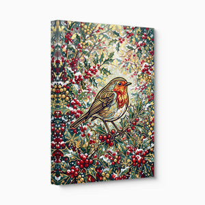 Robin Winter Berries — robin winter berries angled flush print
