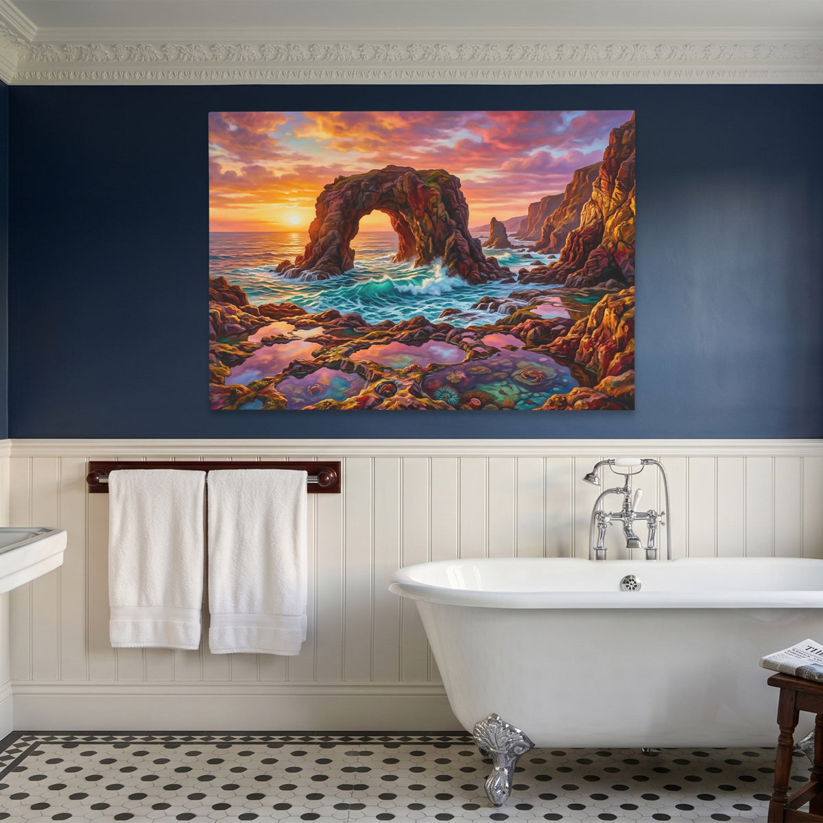 Rock Arch Sunset — Rock Arch Sunset Blue Bathroom Land 64