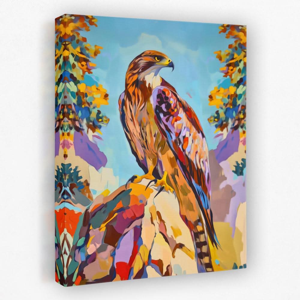 Rocky Cliff Hawk - Bird Canvas Wall Art