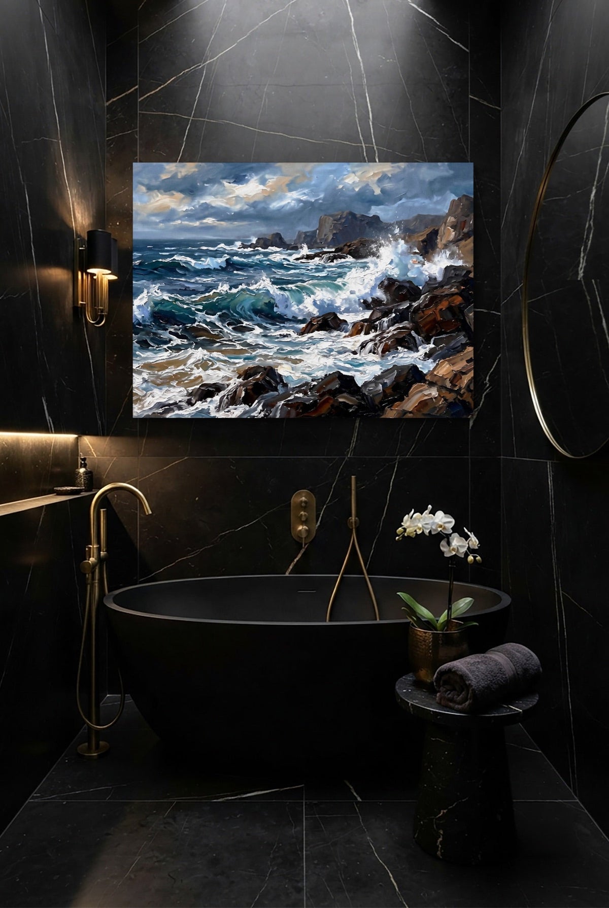 Rocky Coastline Waves - Luxury Wall Art