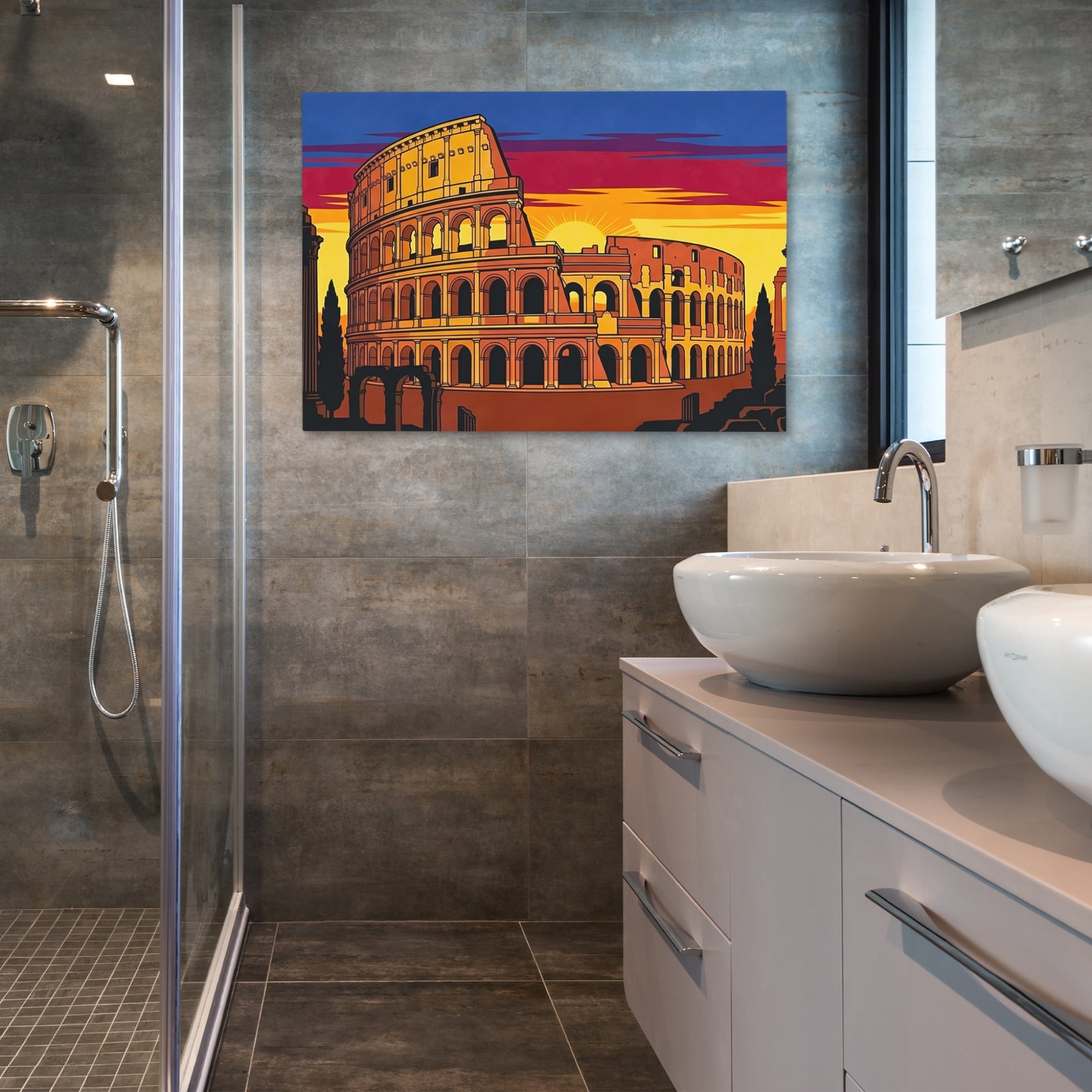 Rome's Colosseum Ablaze canvas wall art