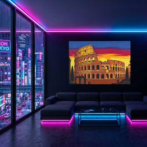 Rome's Colosseum Ablaze — Rome's Colosseum Ablaze Blue Pink Neon Room Land 34