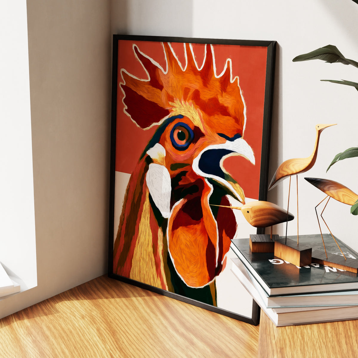 Rooster Crowing Line — Rooster Crowing Line New   Living Room Wall Apartment Zoom 119