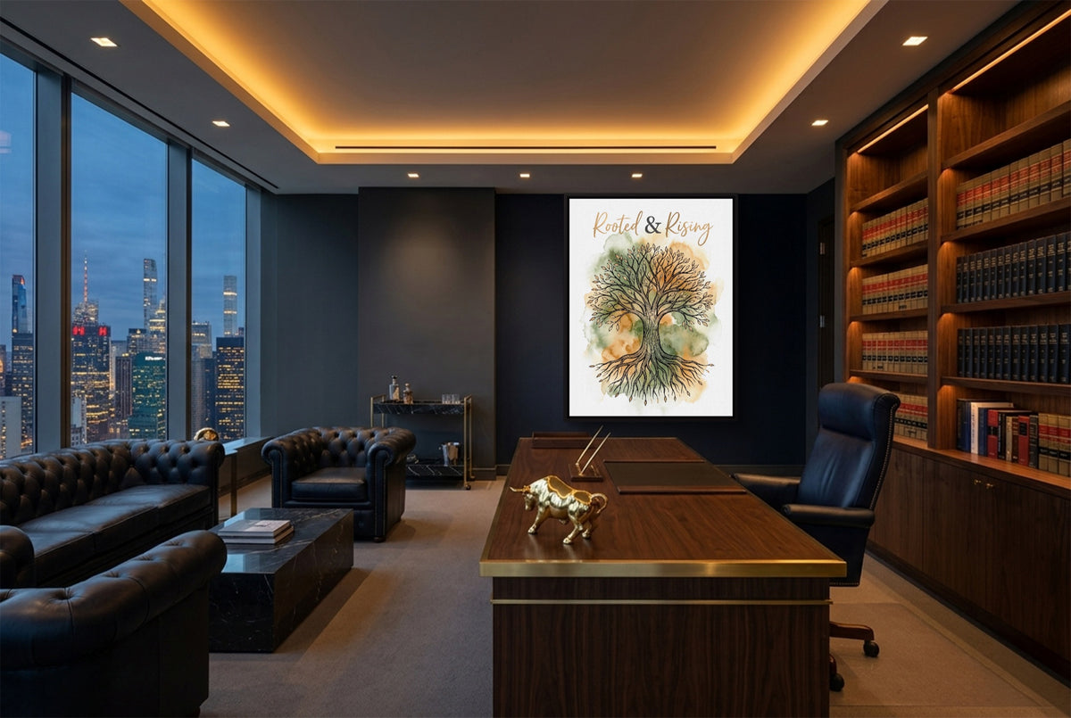 Rooted And Rising — rooted and rising office with city view 4 1port framed black