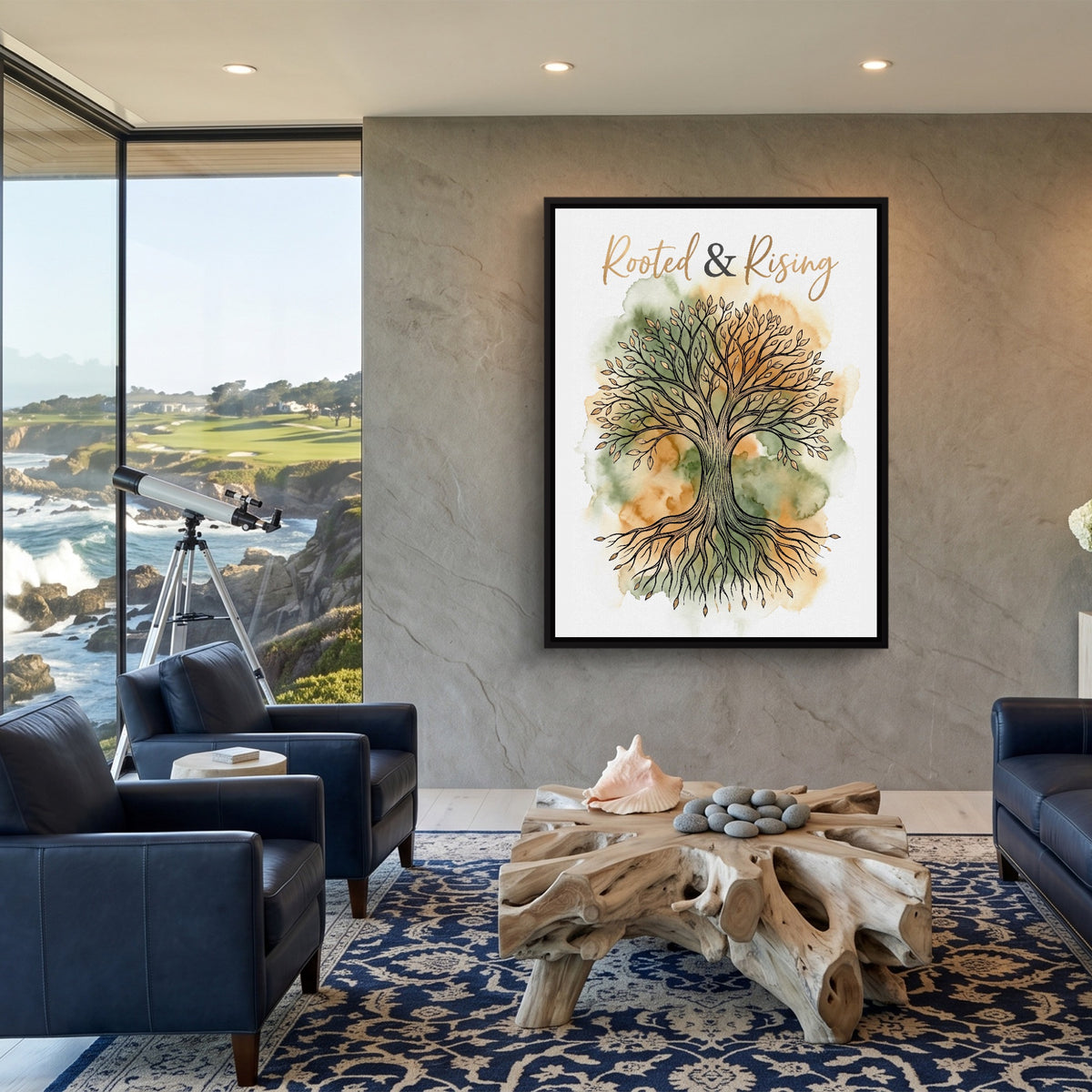 Rooted And Rising — rooted and rising sq coastal views 1port framed black