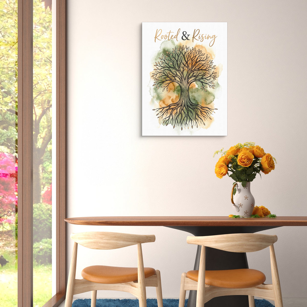 Rooted And Rising — rooted and rising sq floral dining room 1port flush print
