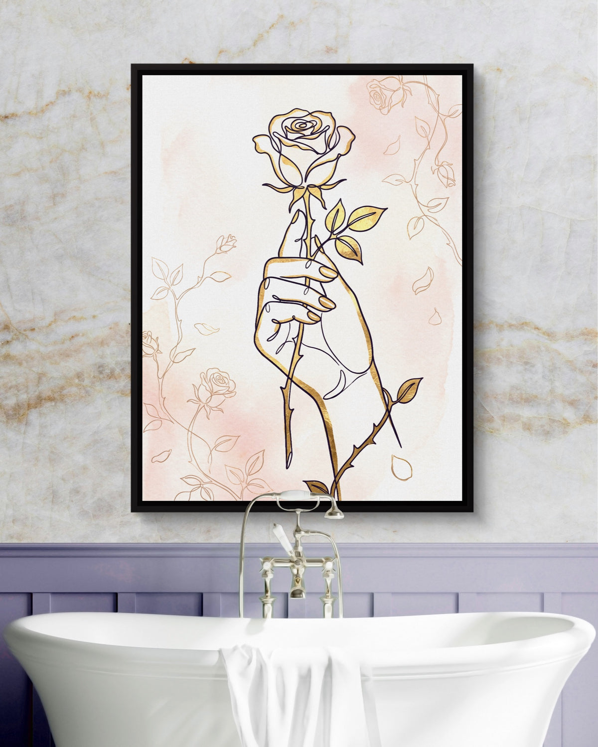 Rose Golden Grasp — rose golden grasp psd marble purple bath 1port framed black