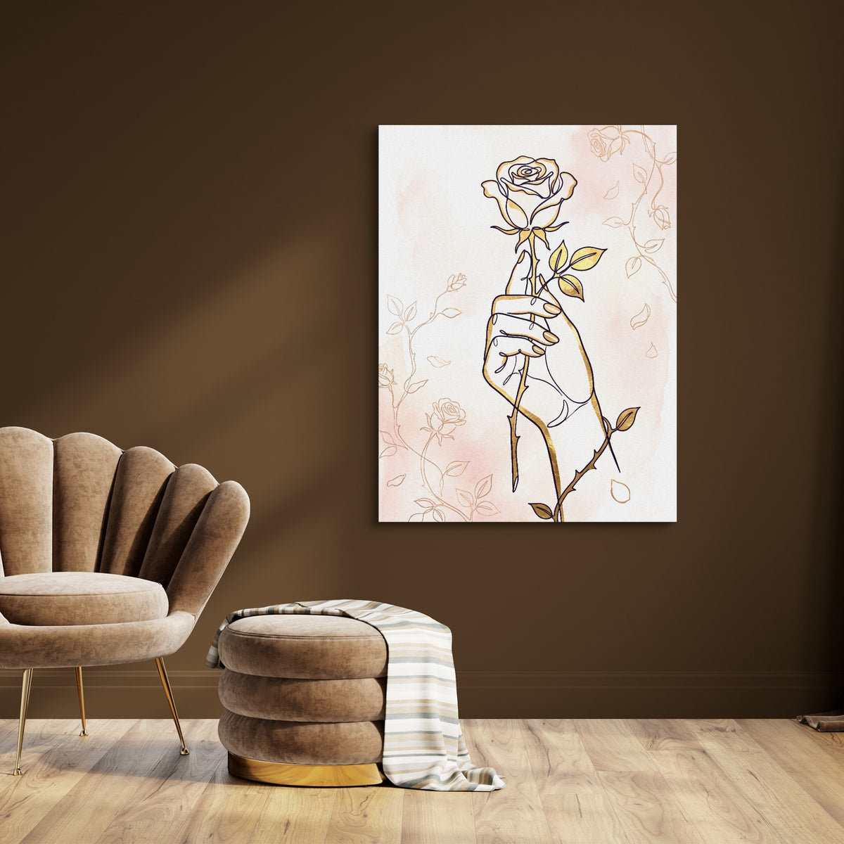 Rose Golden Grasp — rose golden grasp sq brown room 1port flush print