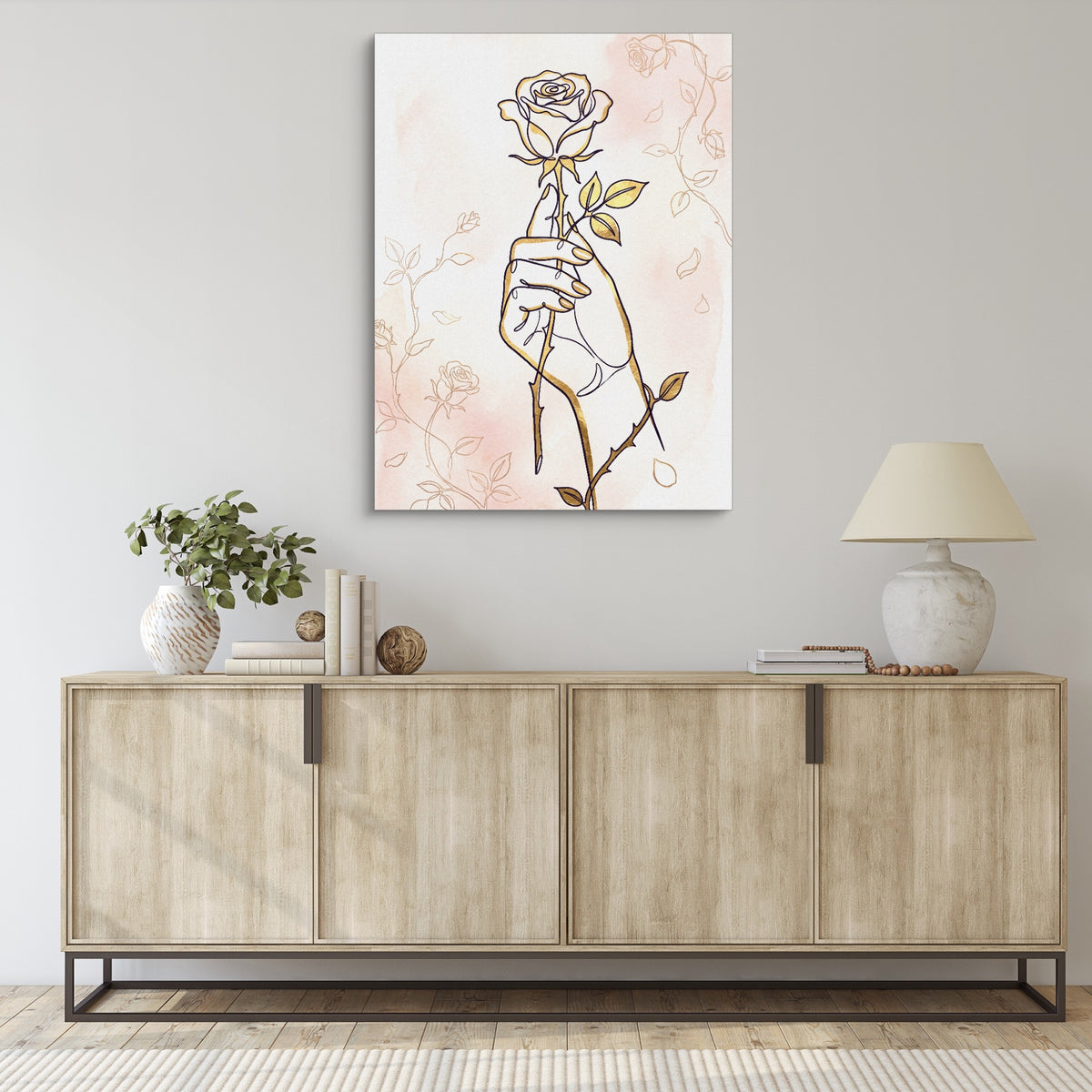 Rose Golden Grasp — rose golden grasp sq living room desk 1port flush print