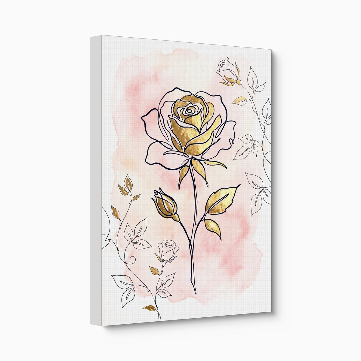 Rose Golden Watercolor — rose golden watercolor angled flush print