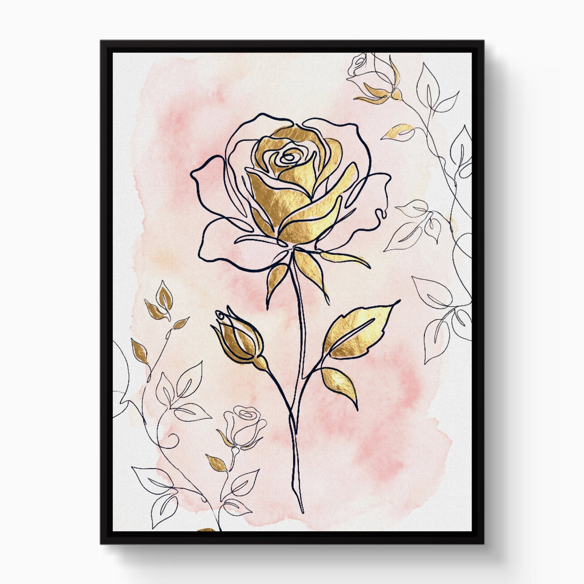 Rose Golden Watercolor — rose golden watercolor white studio framed black