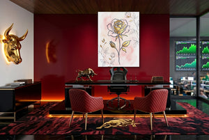 Rose Golden Watercolor — rose golden watercolor office with red carpet 1port flush print