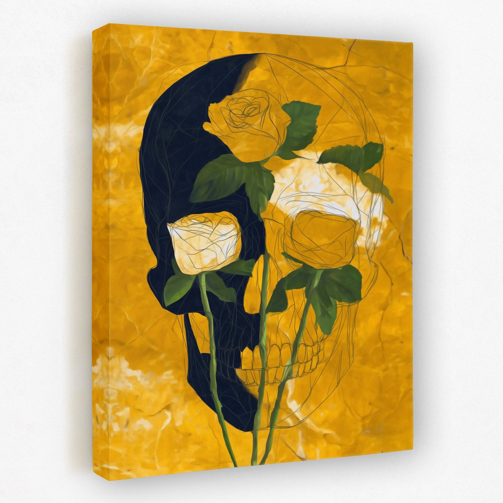Roses Through Bone - Luxury Wall Art