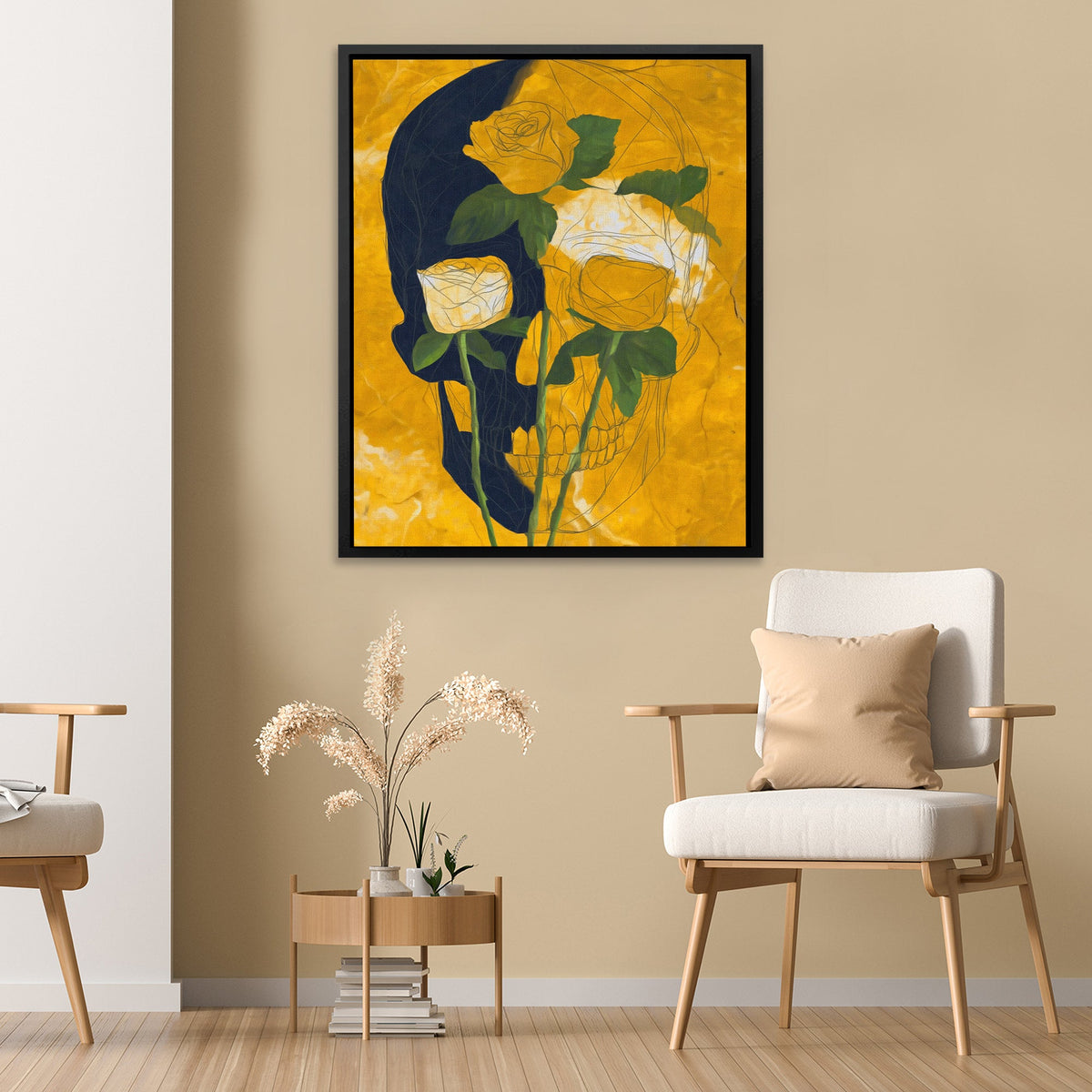 Roses Through Bone - Luxury Wall Art
