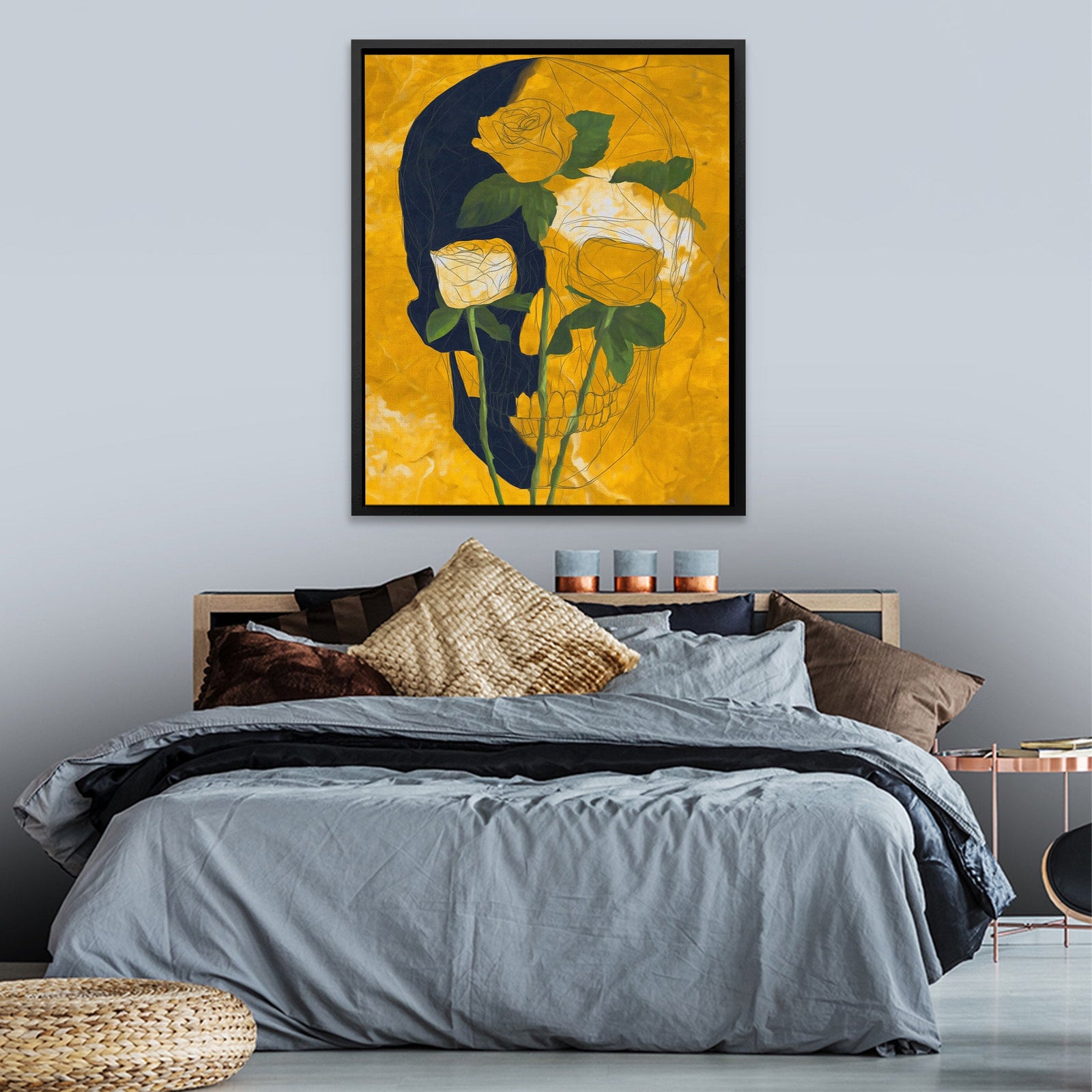 Roses Through Bone - Luxury Wall Art