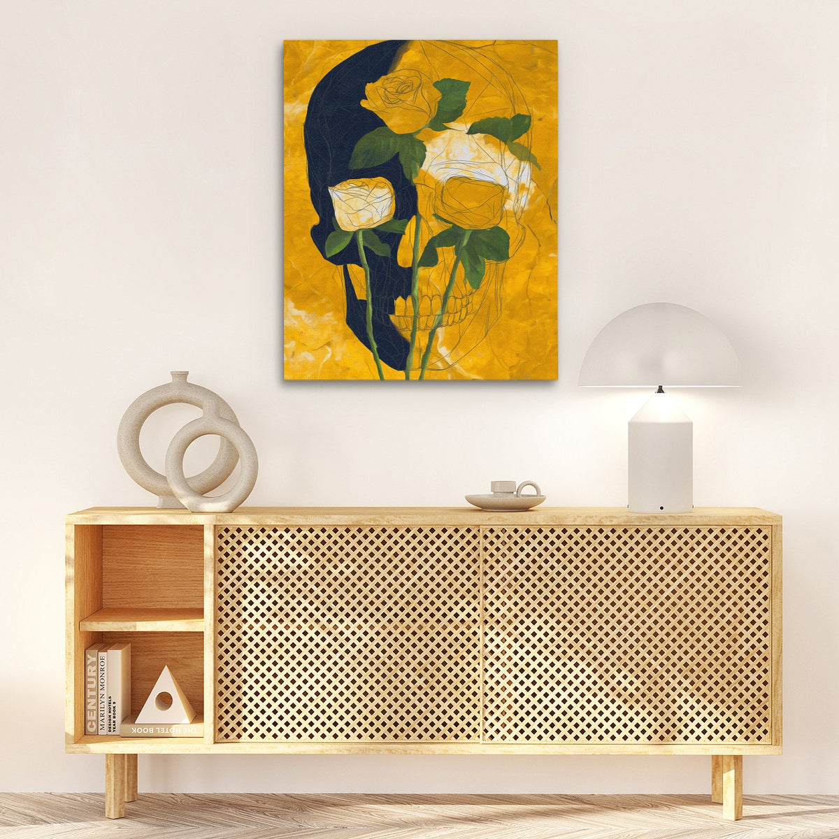 Roses Through Bone - Luxury Wall Art
