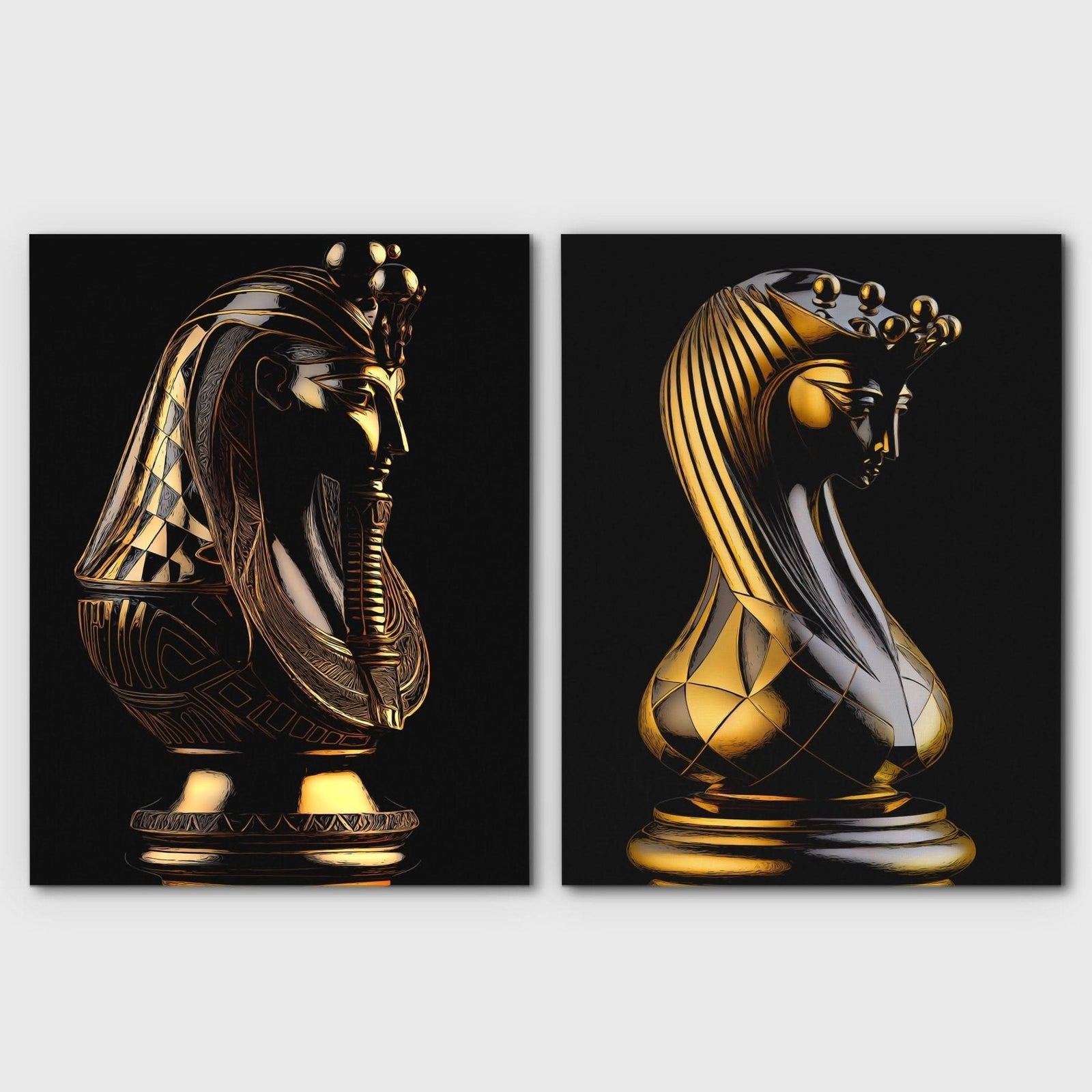 Royal Egyptian Chess (2) Set - Chess Canvas Wall Art