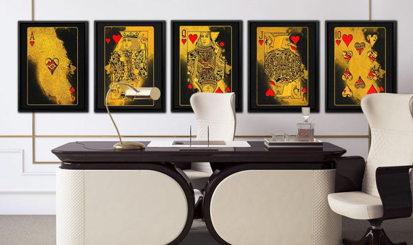 Royal Flush Hearts in a room