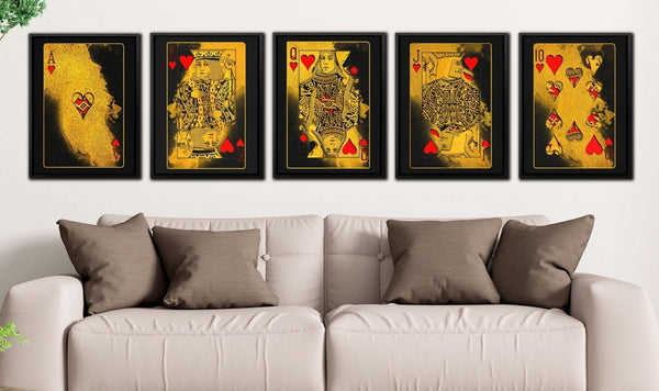 Royal Flush Hearts in a room