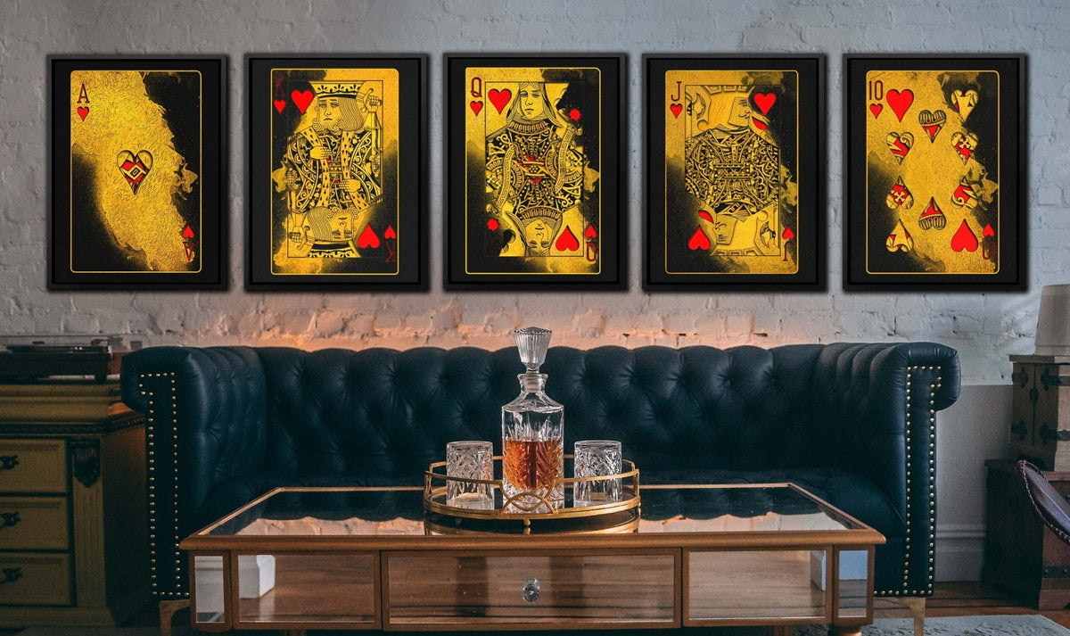 Royal Flush Hearts - Luxury Wall Art