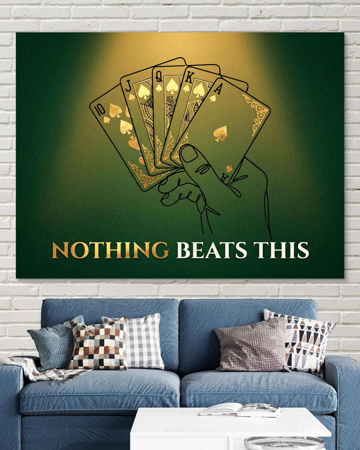 Royal Flush Spades — royal flush spades psd white bricks blue couch 1land flush print