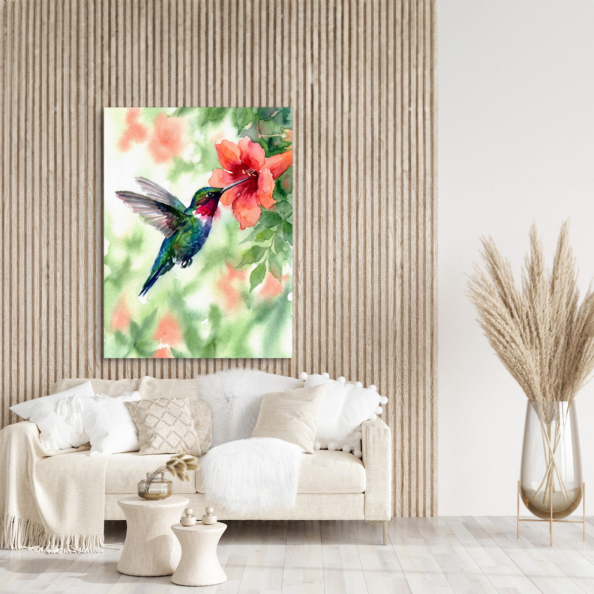 Ruby-Throat's Pause — ruby throat's pause sq beige art room 1port flush print