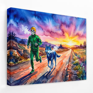 Runner Wolf Sunset — Runner Wolf Sunset Landscape   Side View   Mirror Wrap 204