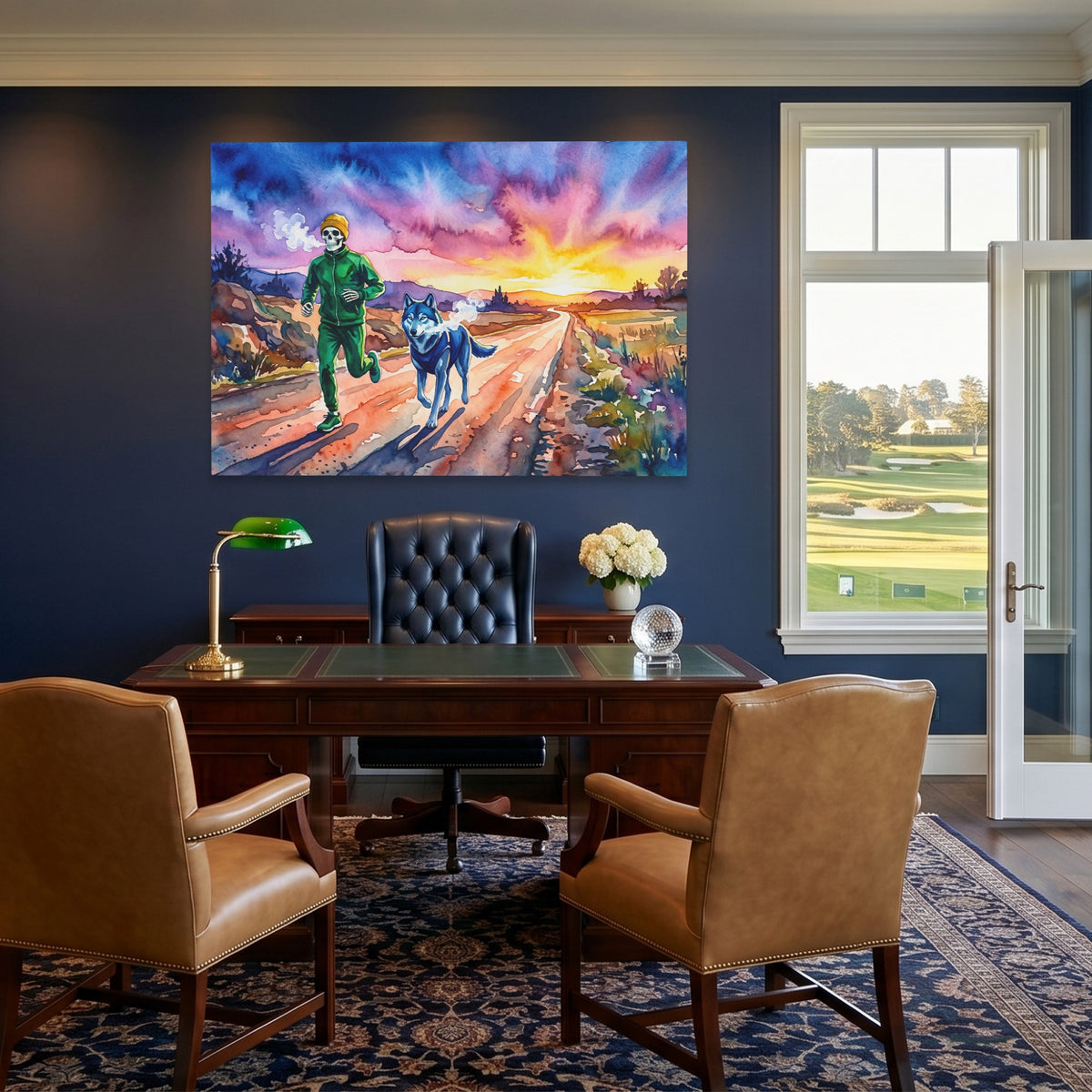 Runner Wolf Sunset — Runner Wolf Sunset Golf House Blue Land 141