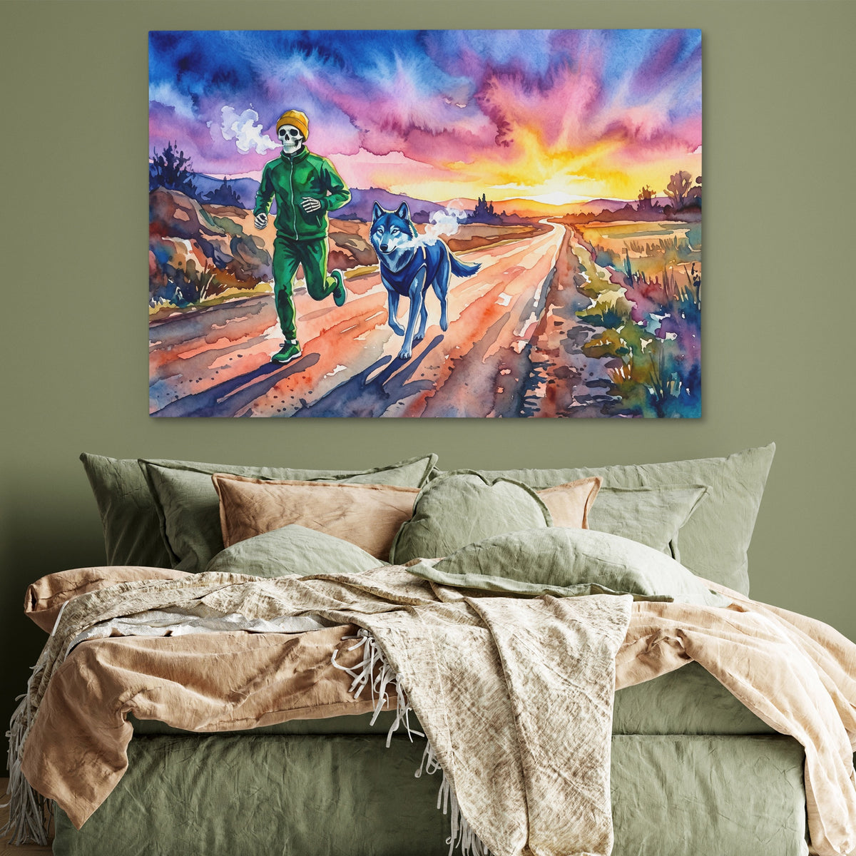 Runner Wolf Sunset — Runner Wolf Sunset Green Bedroom 162