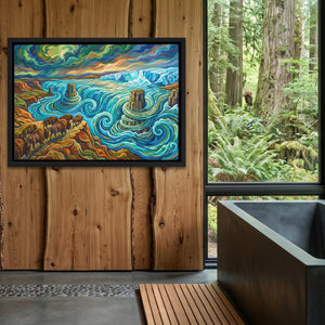 Rushing Buffalo Waters canvas wall art, room view