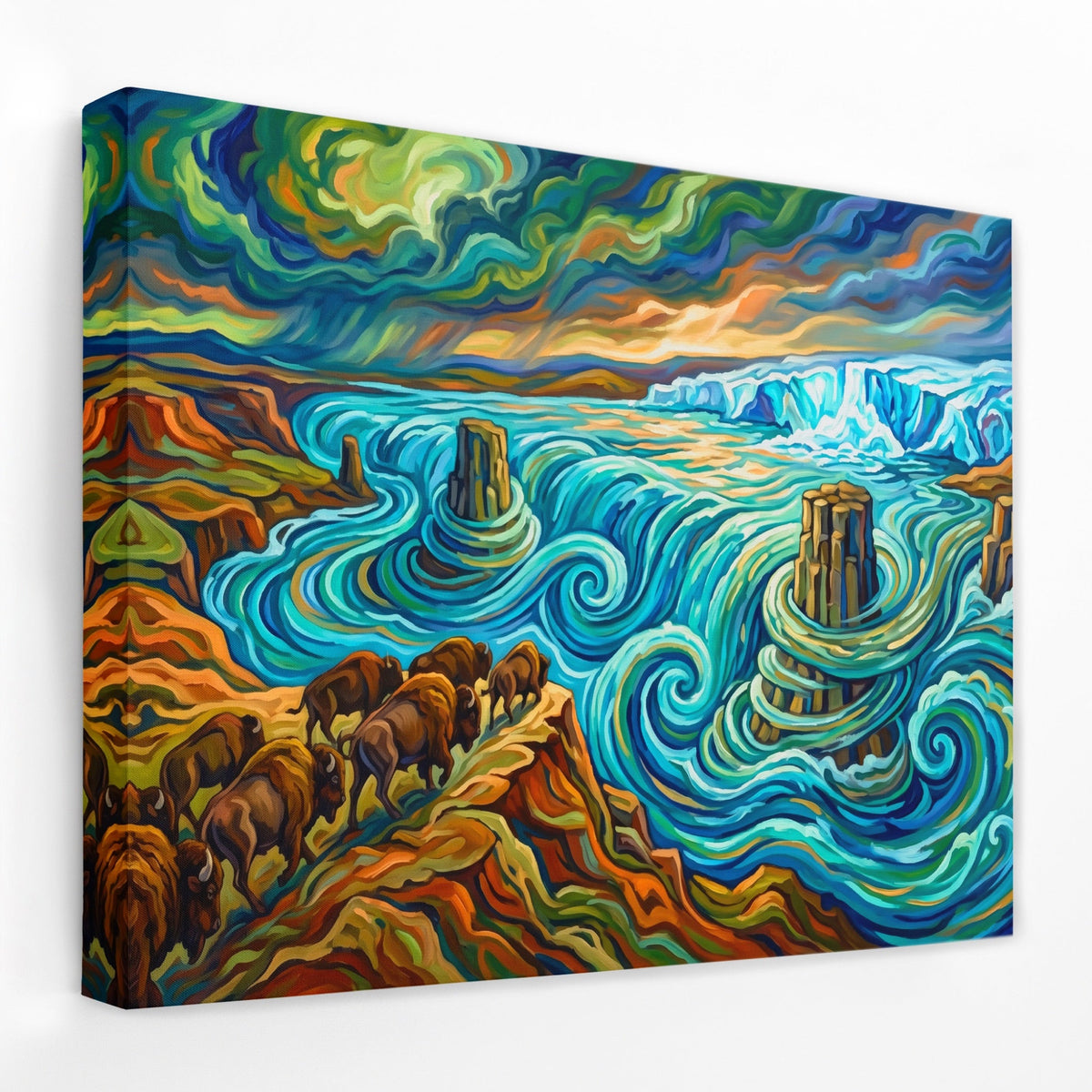 Rushing Buffalo Waters canvas wall art, room view
