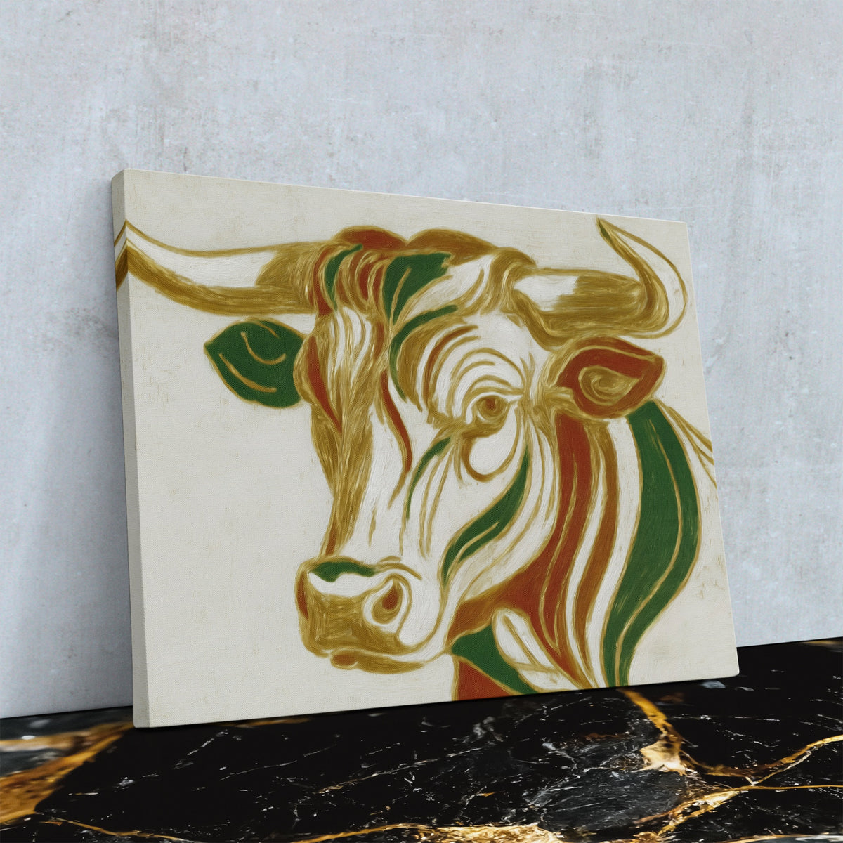 Rust Bull Sketch — Rust Bull Sketch Against Wall4x5 Reflect 12