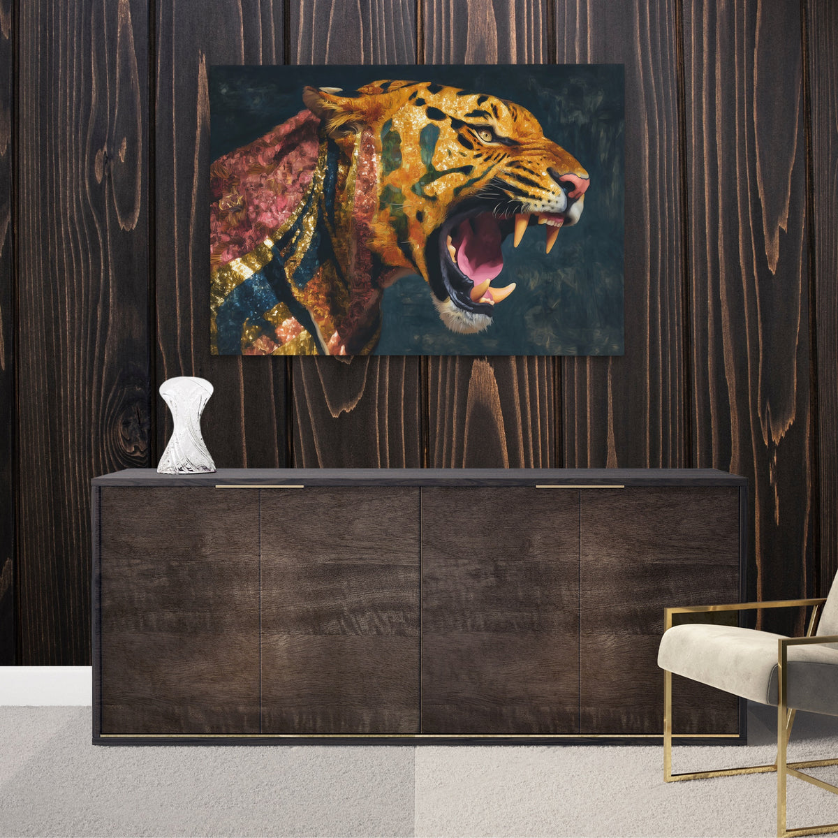 Saber Tiger Roar — Saber Tiger Roar Luxurious Room Wood Walls 184