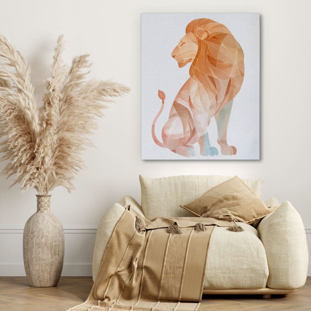 thumbnail interactive-video image 1 of Lion Watercolor Decal Sticker - Geometric Pattern Vinyl 4-Inches Premium 1 of 10