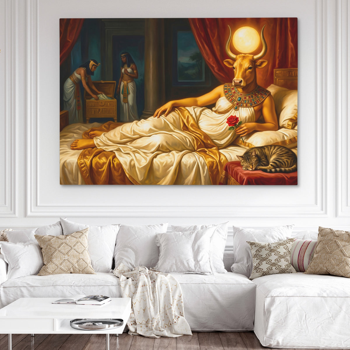 Sacred Bull Repose — Sacred Bull Repose White Couch and Wall 268