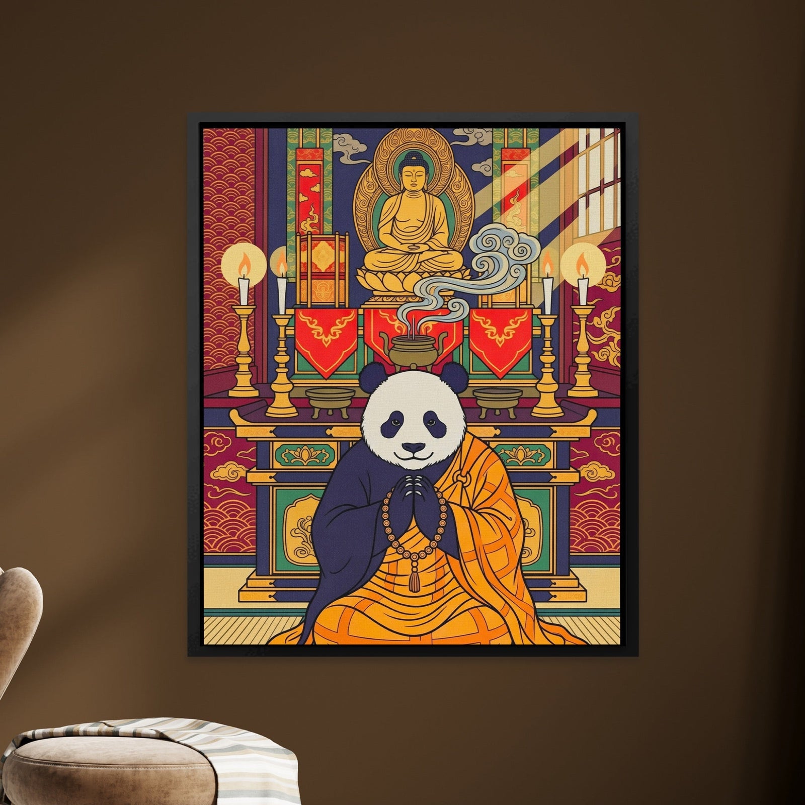 Sacred Praying Panda canvas wall art