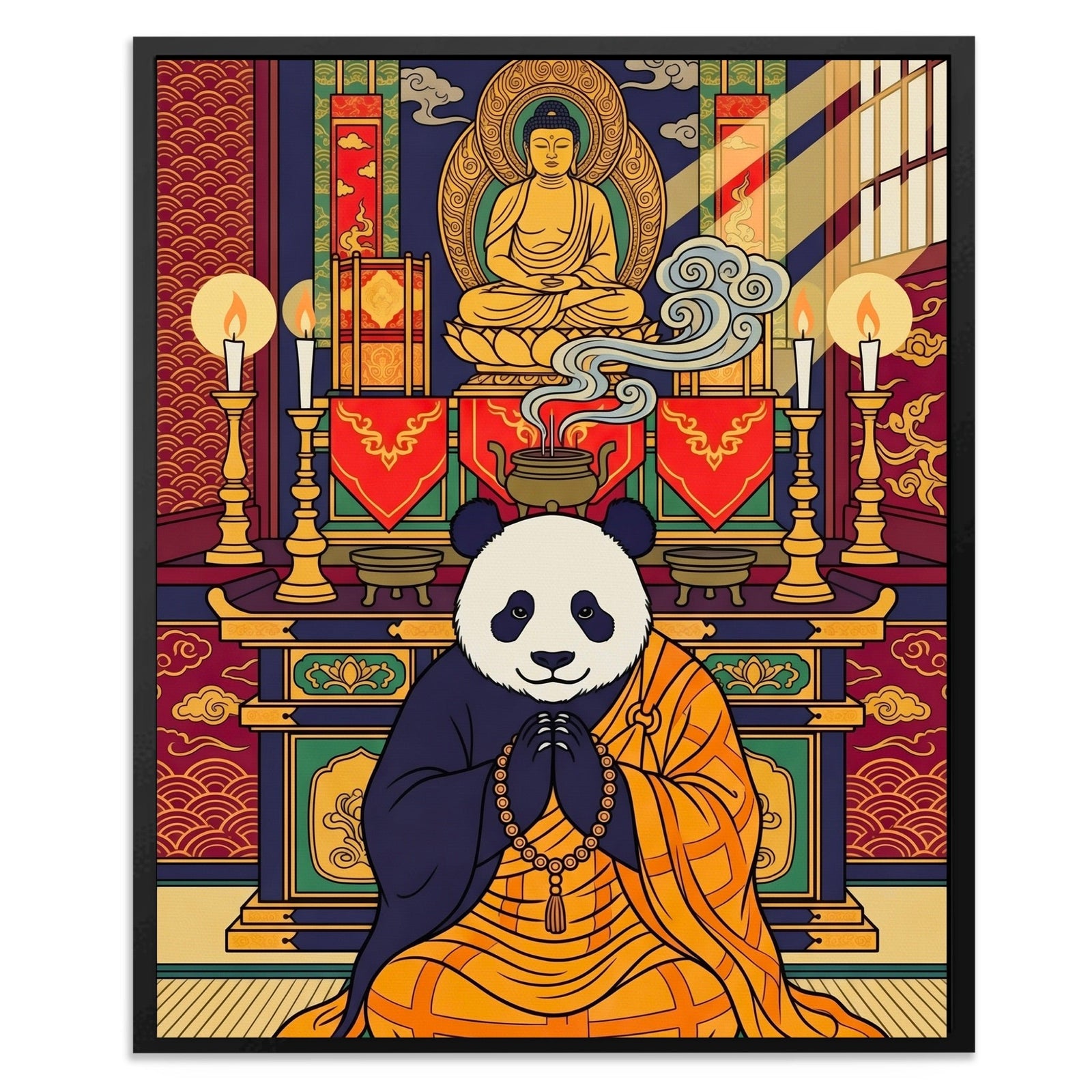 Sacred Praying Panda canvas wall art