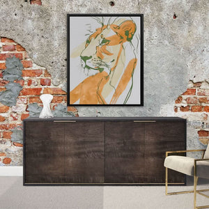 Sacred Solitude - Lion Wall Art in Black Frame