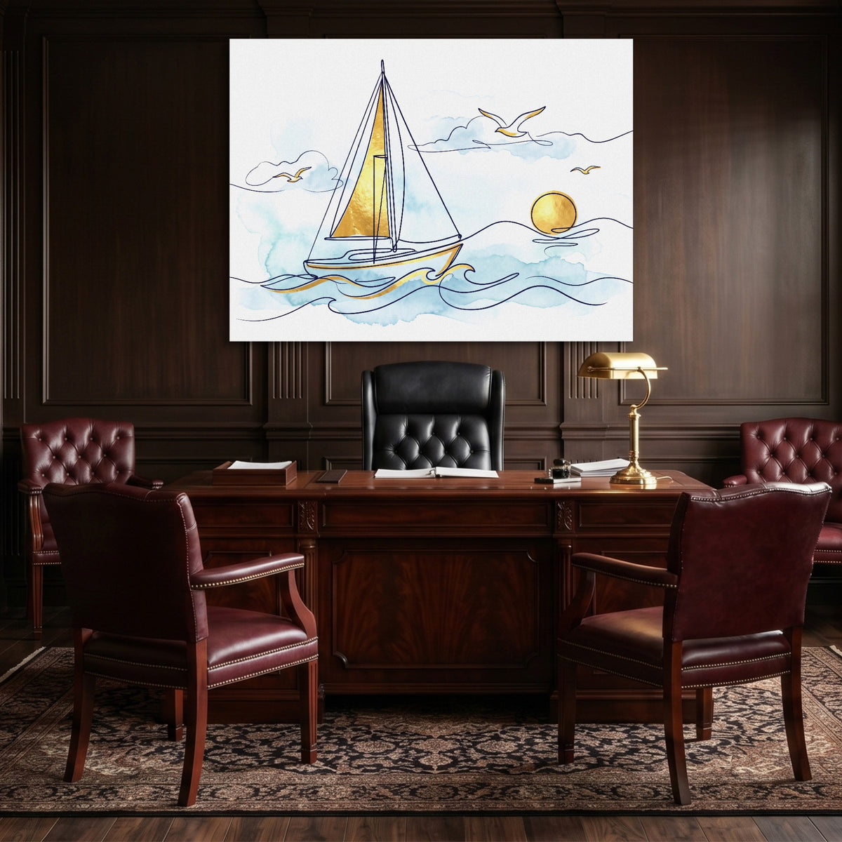 Sailboat Golden Sunrise — sailboat golden sunrise sq law office 1land flush print