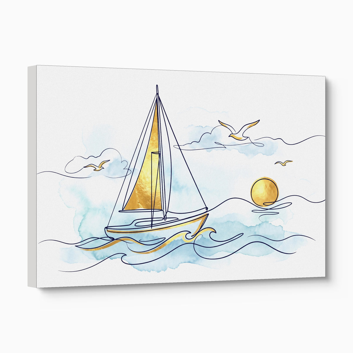 Sailboat Golden Sunrise — sailboat golden sunrise angled flush print